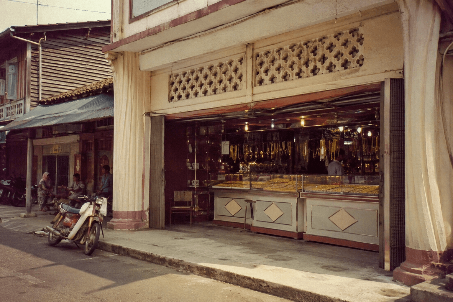 A gold shopfront on a Kelantan street, 1990s